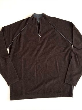 Forte Cashmere Quarter-Zip Mock Sweater - Size L - Mens